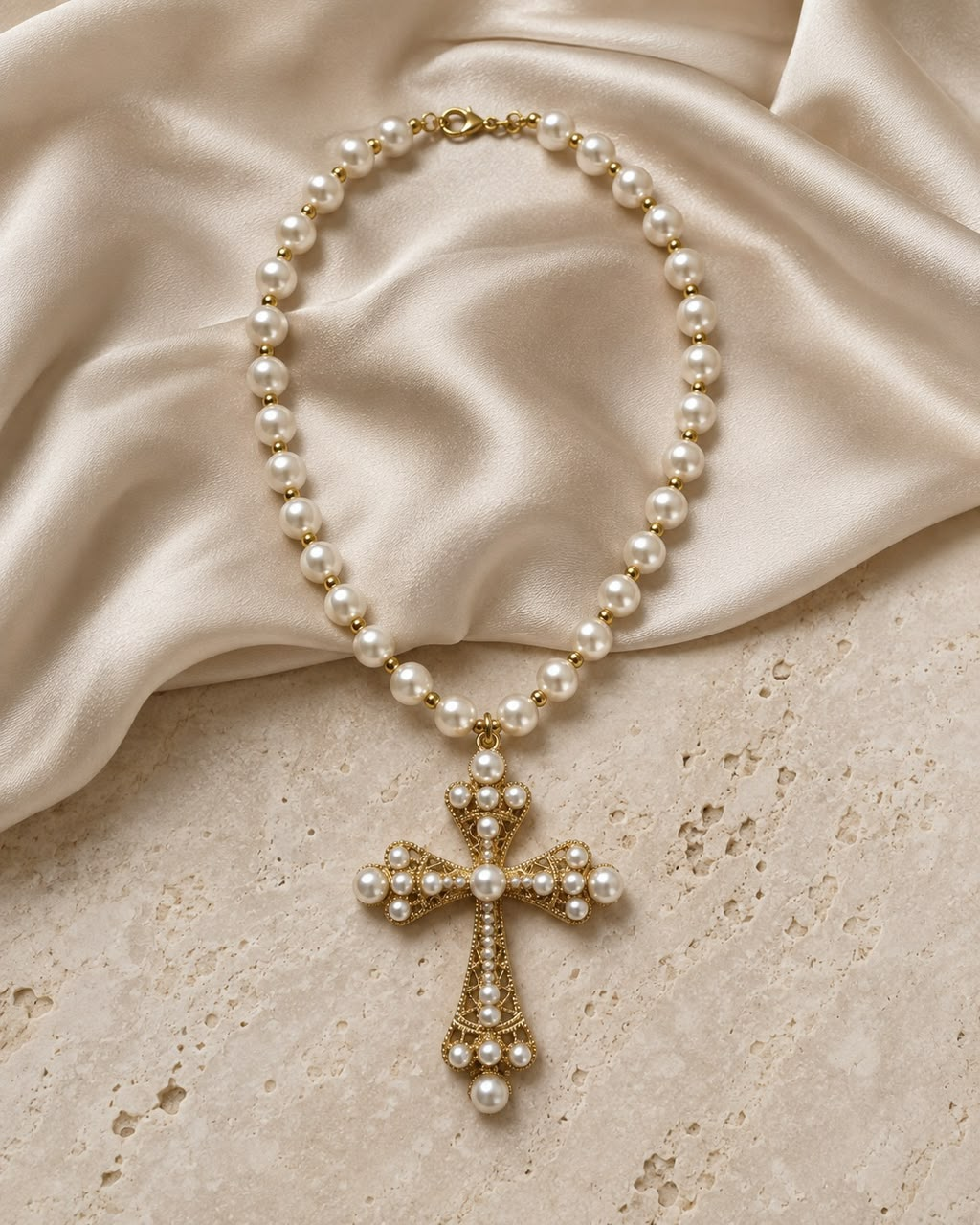 Pearl Cross Necklace
